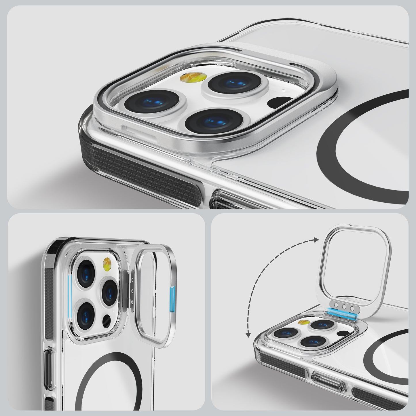 Black Camera Kickstand Case with Magnetic Compatibility for iPhone 14 Pro