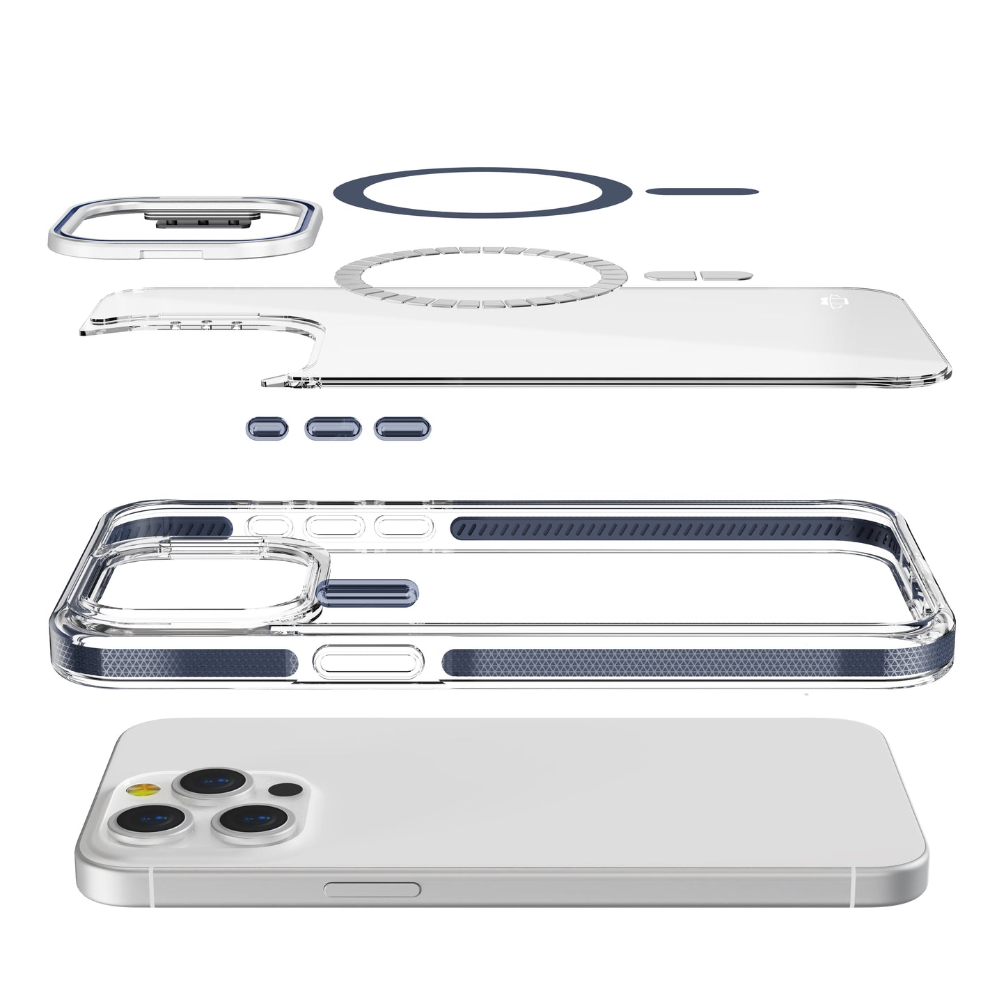 Blue Camera Kickstand Case with Magnetic Compatibility for iPhone 15 6.1