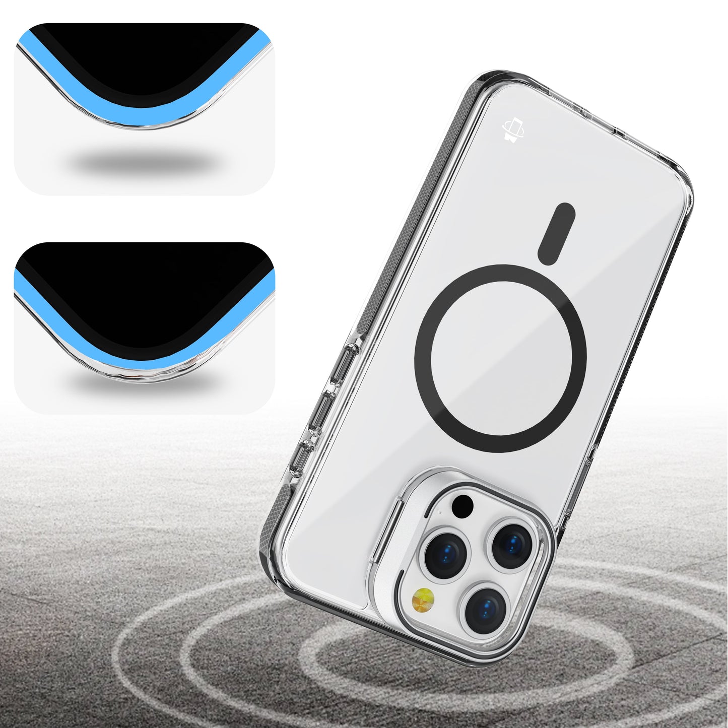 Black Camera Kickstand Case with Magnetic Compatibility for iPhone 16