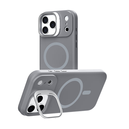 Gray Silicone Camera Kickstand with Magnetic Compatibility for iPhone 17 Pro Max