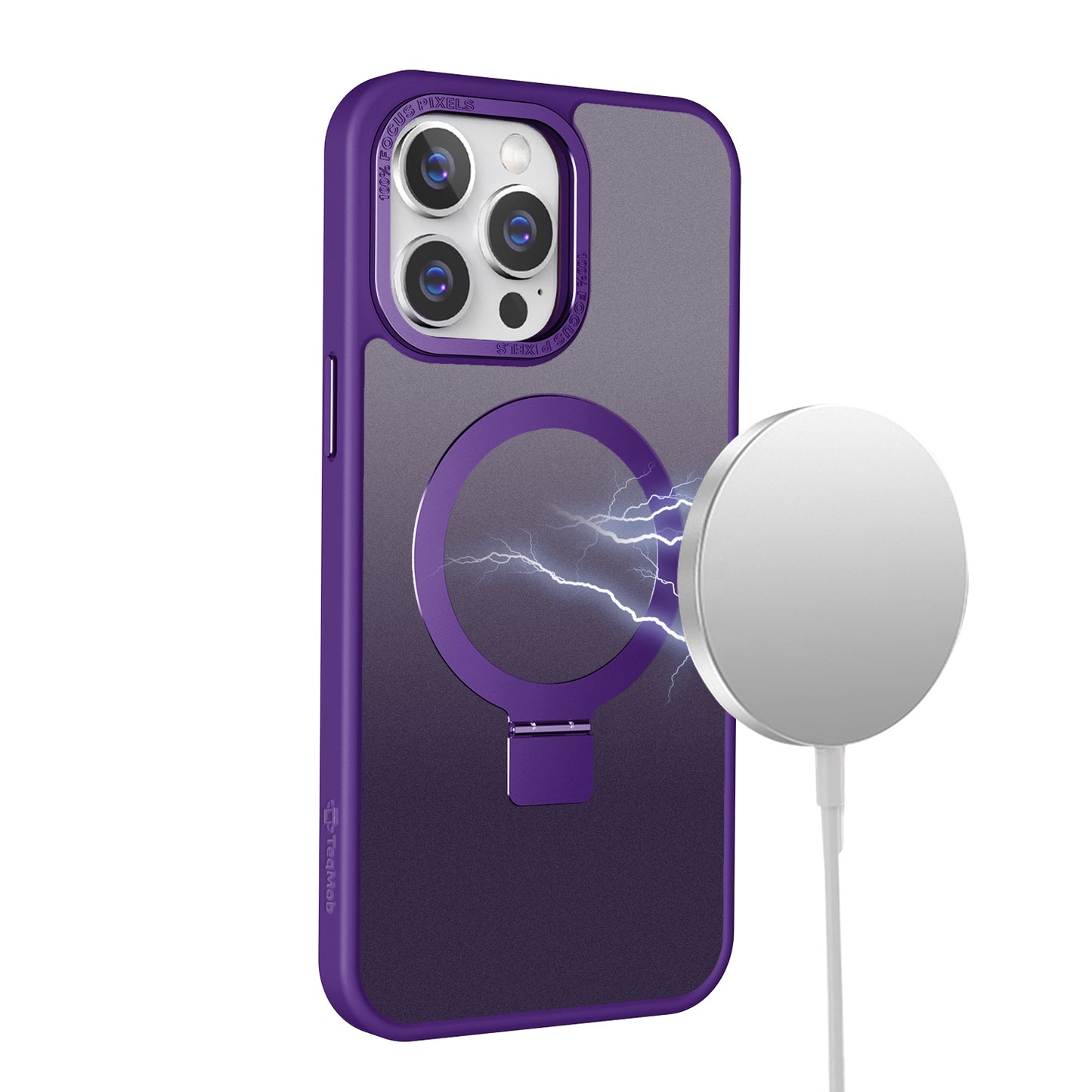 Purple Ringkick Frosted Case for iPhone 14 Pro
