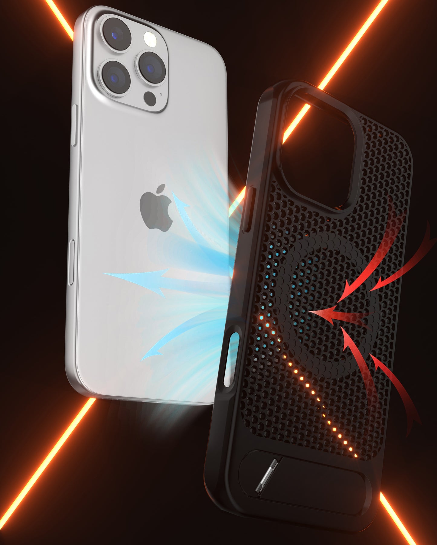 Gray Grid Case with Built-In Kickstand and Magnetic Compatibility for iPhone 16 6.1
