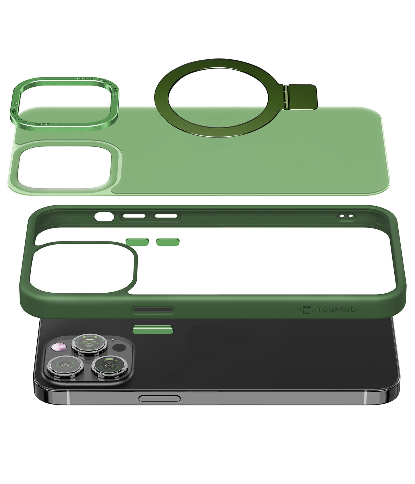 Green Ringkick Frosted Case for iPhone 15 / 14 / 13