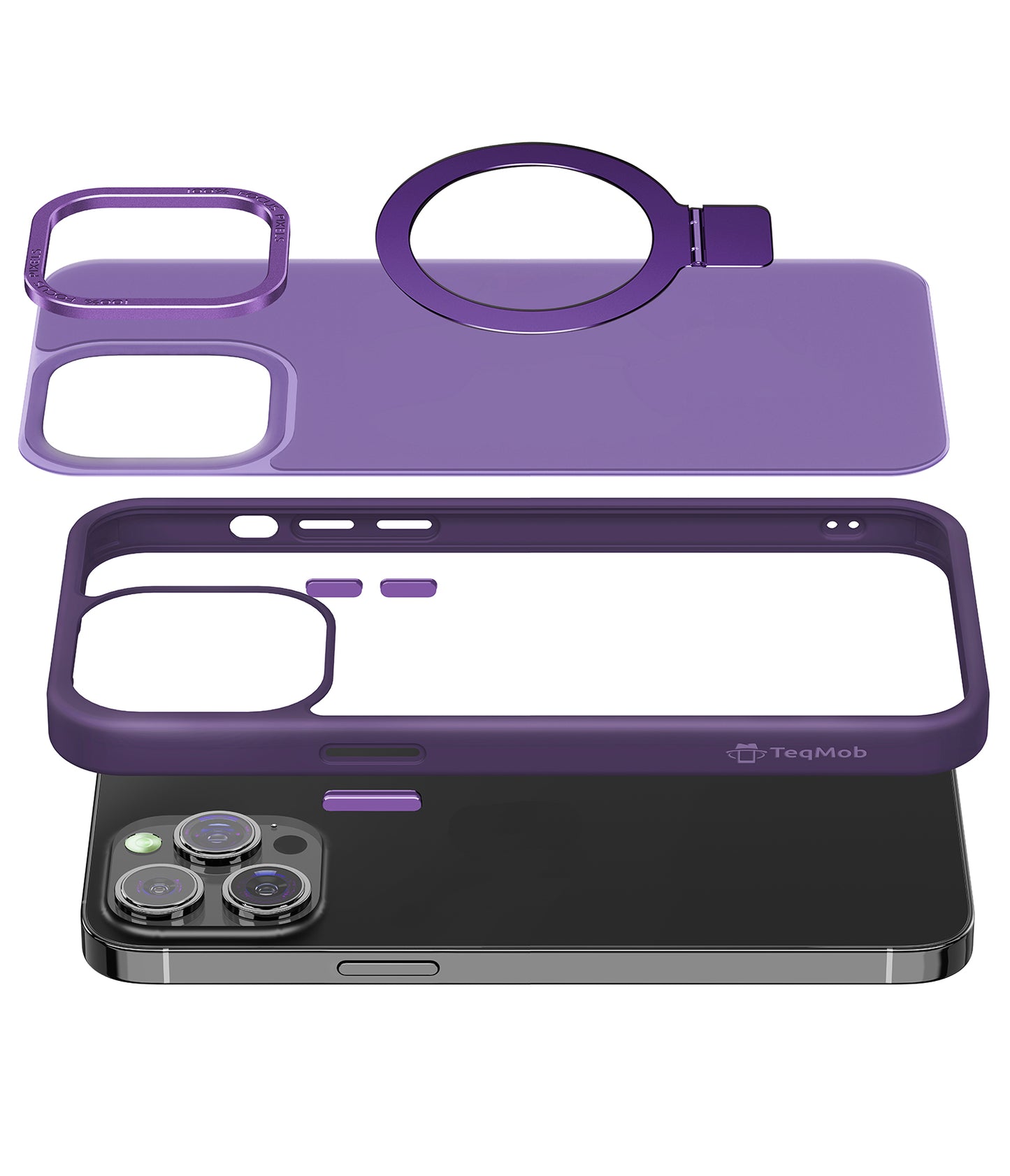 Purple Ringkick Frosted Case for iPhone 14 Pro Max