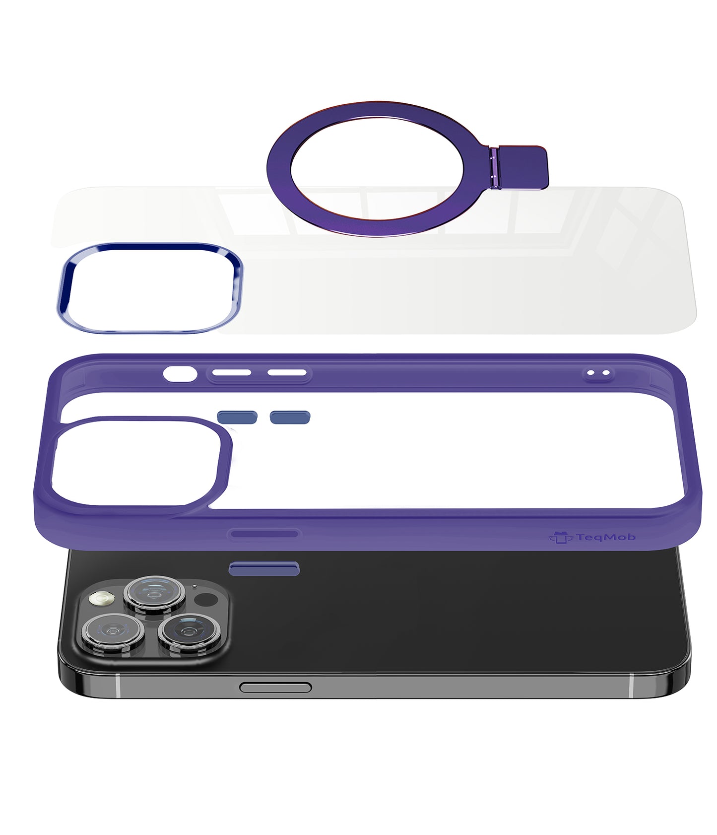 Purple Ringkick Frame Case for iPhone 15 Pro Max