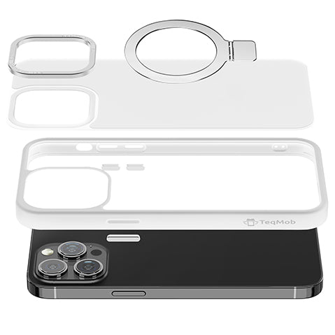 White Ringkick Frosted Case for iPhone 14 Pro Max