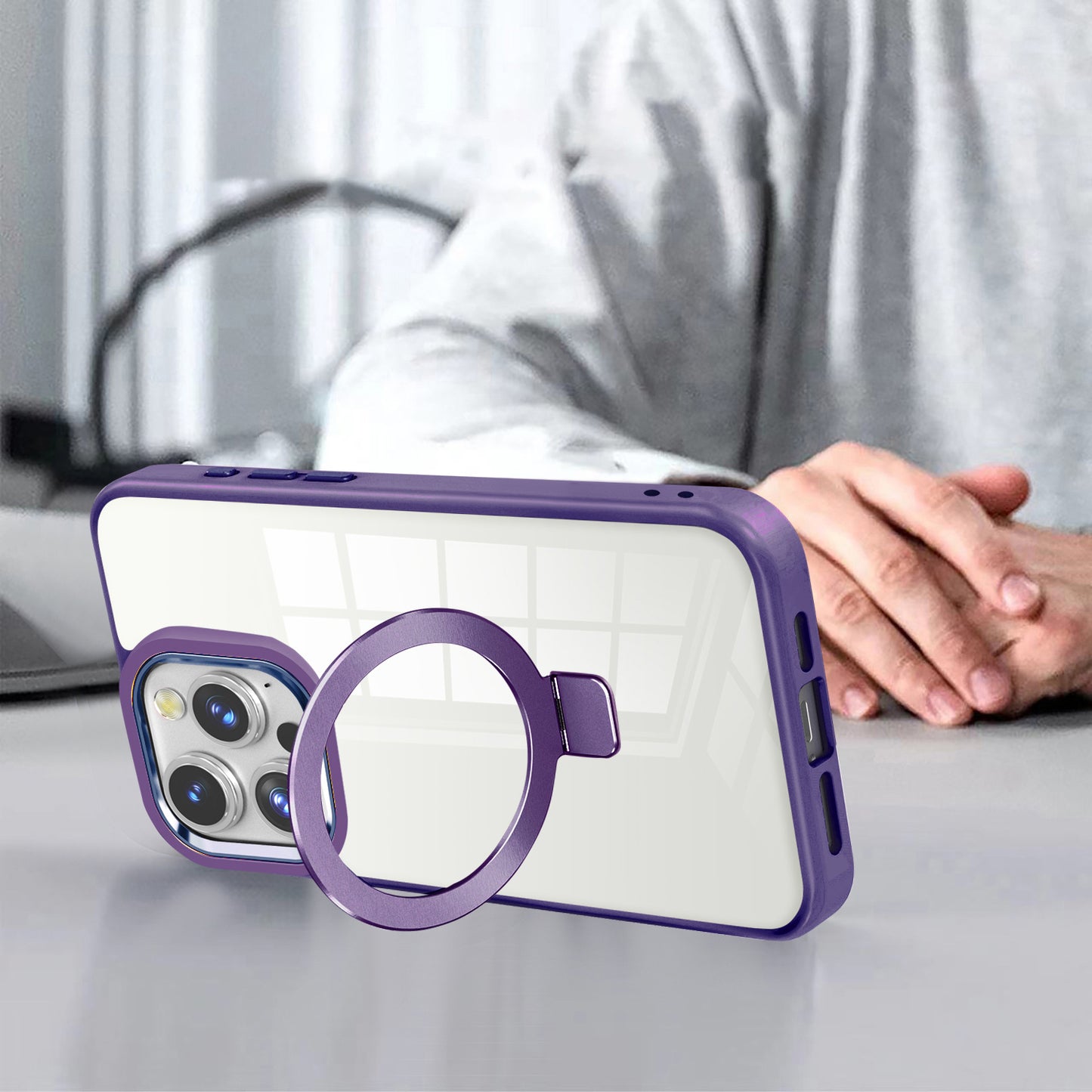 Purple Ringkick Frame Case for iPhone 15 Plus / 14 Plus
