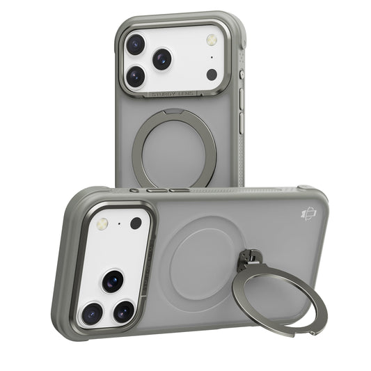 Grey Frosted Bumper with 360° Magnetic Kickstand for iPhone 17 Pro Max