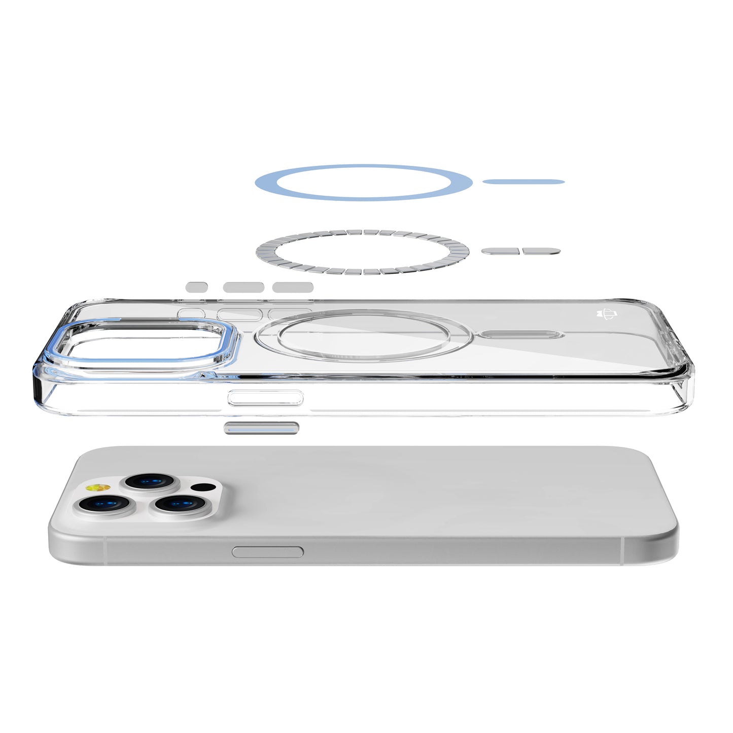 Light Blue Pure Clear Magnetic Case in Package for iPhone 13 Pro Max