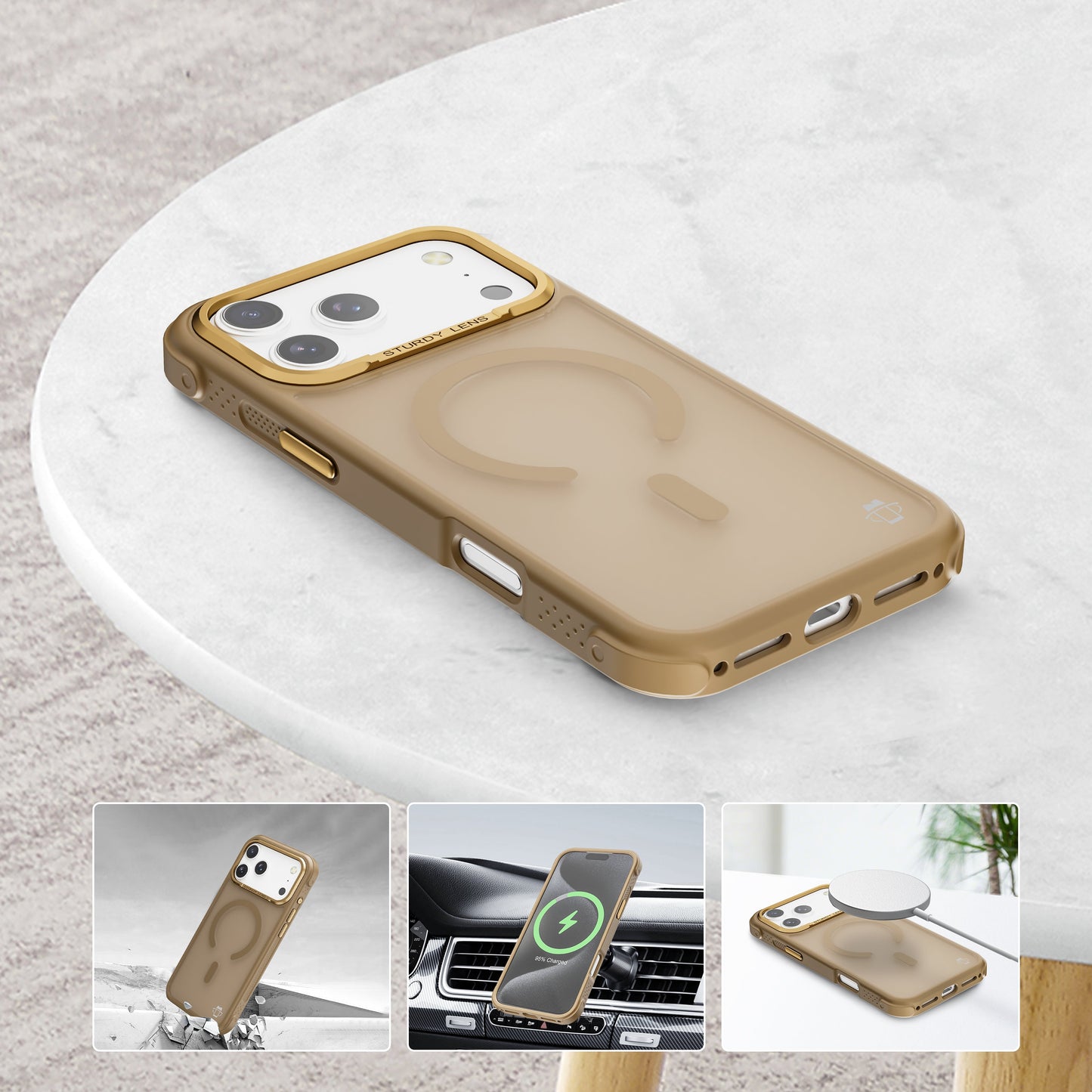 Beige Smoked Bumper with Magnetic Compatibility for iPhone 17 Air