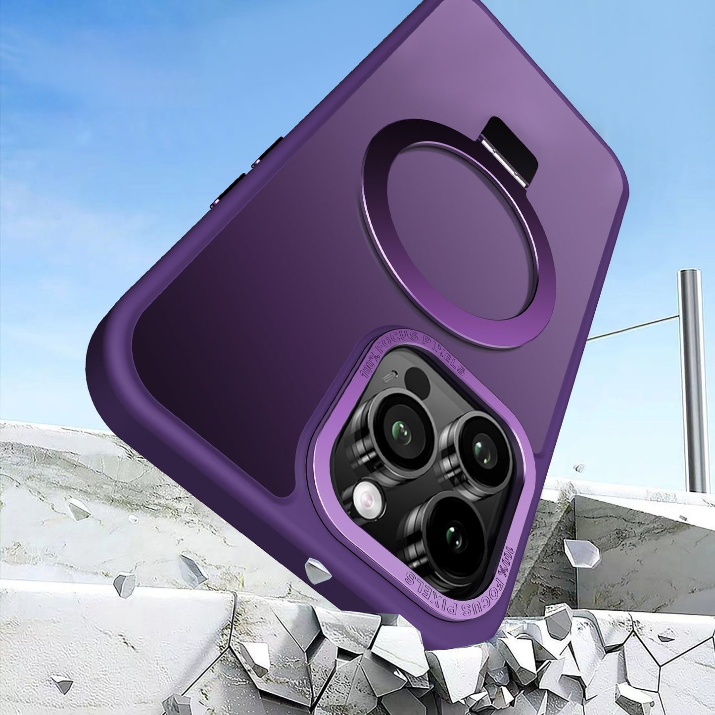 Purple Ringkick Frosted Case for iPhone 15 Pro