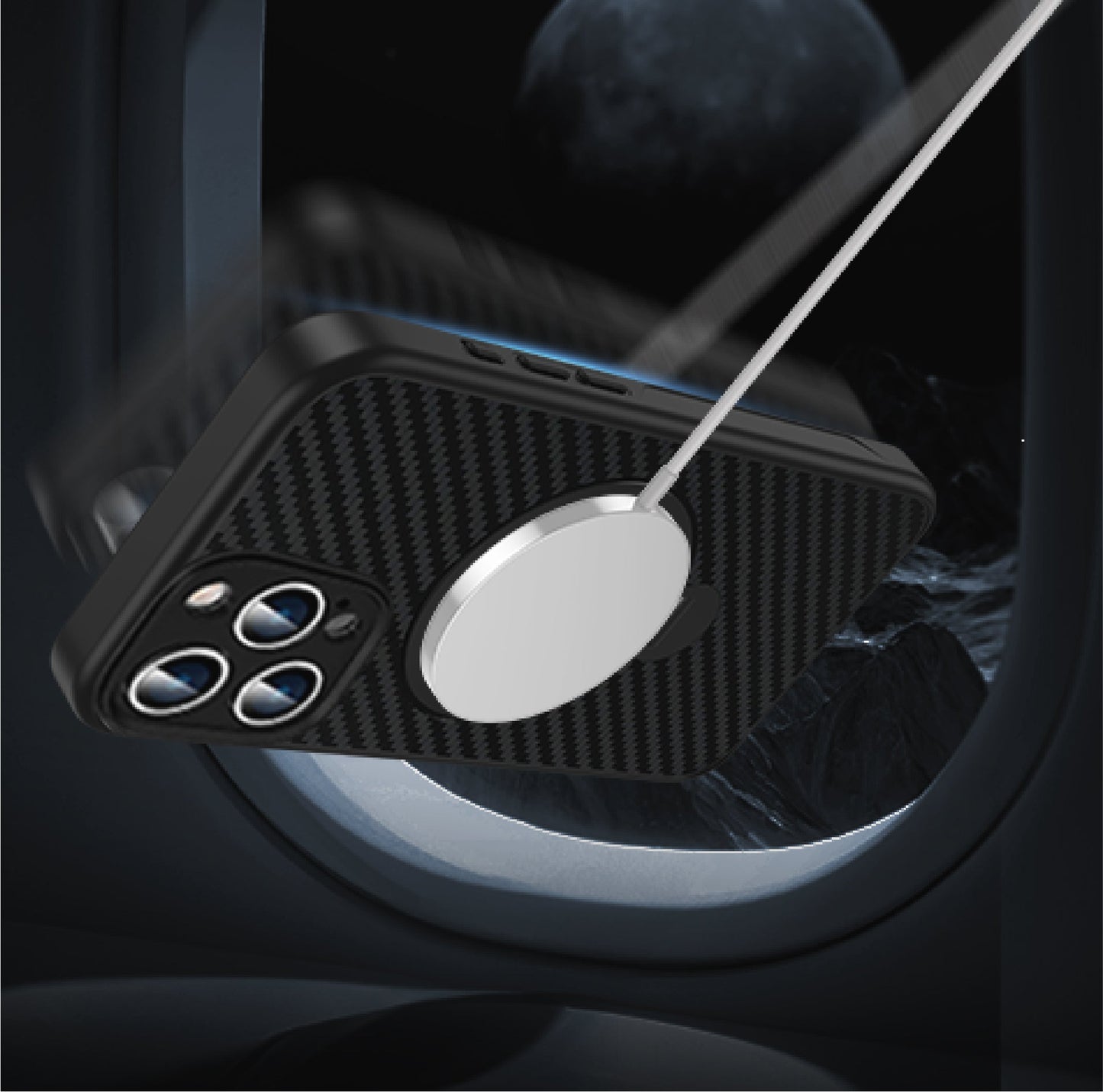 360 RINGKICK Carbon Fiber Case in Package for iPhone 15 Pro