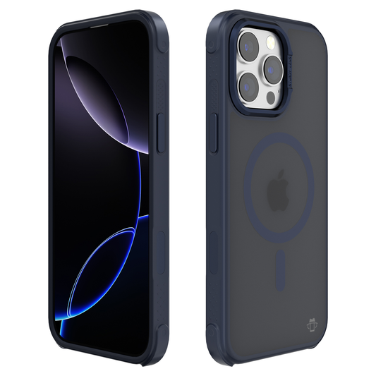 Blue Smoked Bumper with Magnetic Compatibility for iPhone 16 Pro Max