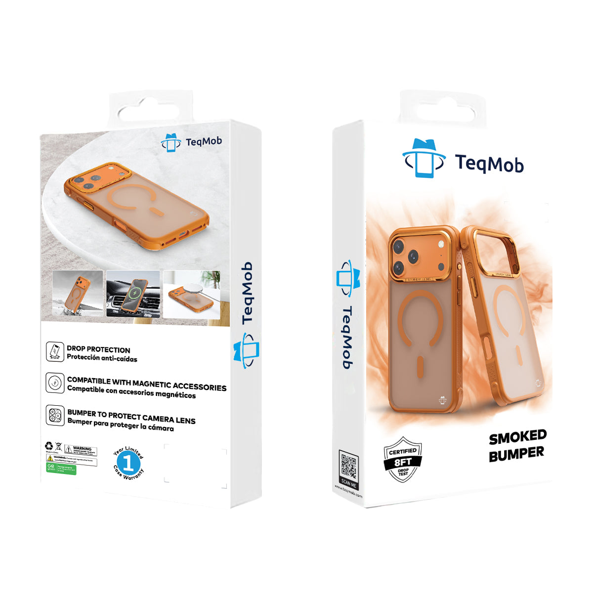 Orange Smoked Bumper with Magnetic Compatibility for iPhone 17 Pro Max