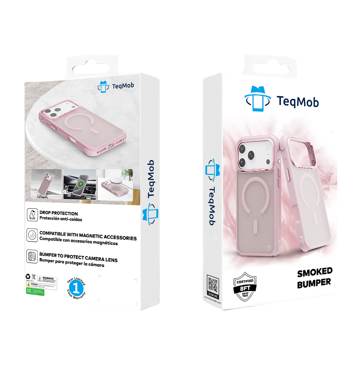 Pink Smoked Bumper with Magnetic Compatibility for iPhone 17 Pro Max