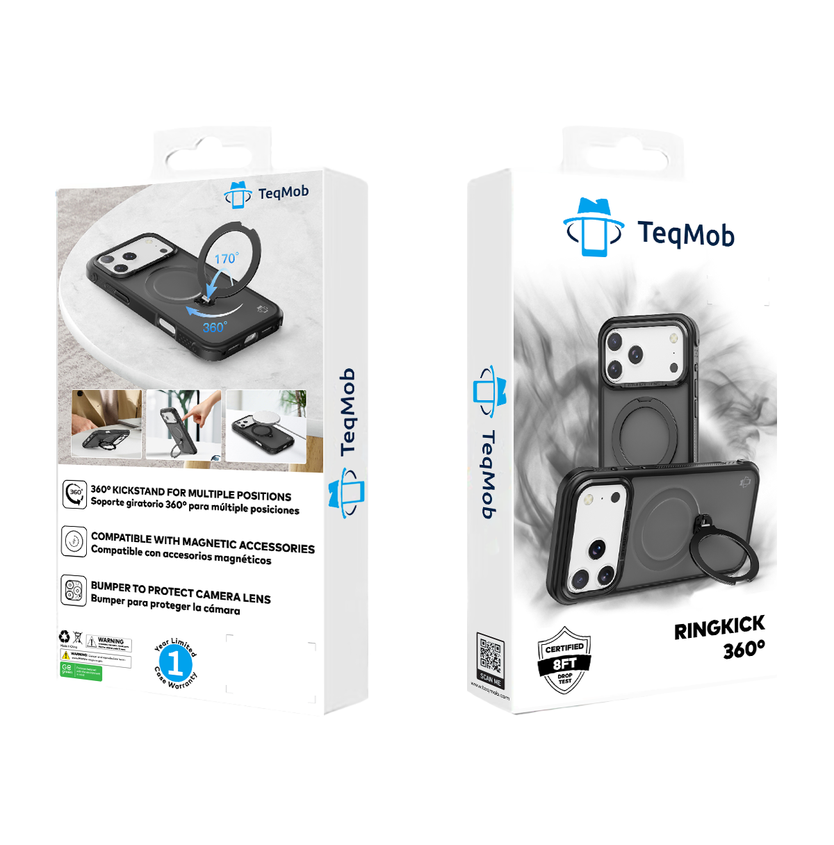 Black Frosted Bumper with 360° Magnetic Kickstand for iPhone 17 Pro Max