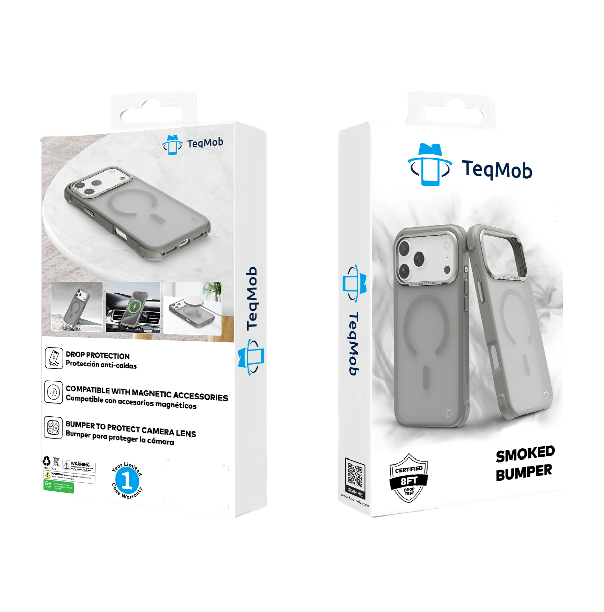 Gray Smoked Bumper with Magnetic Compatibility for iPhone 17 Pro Max