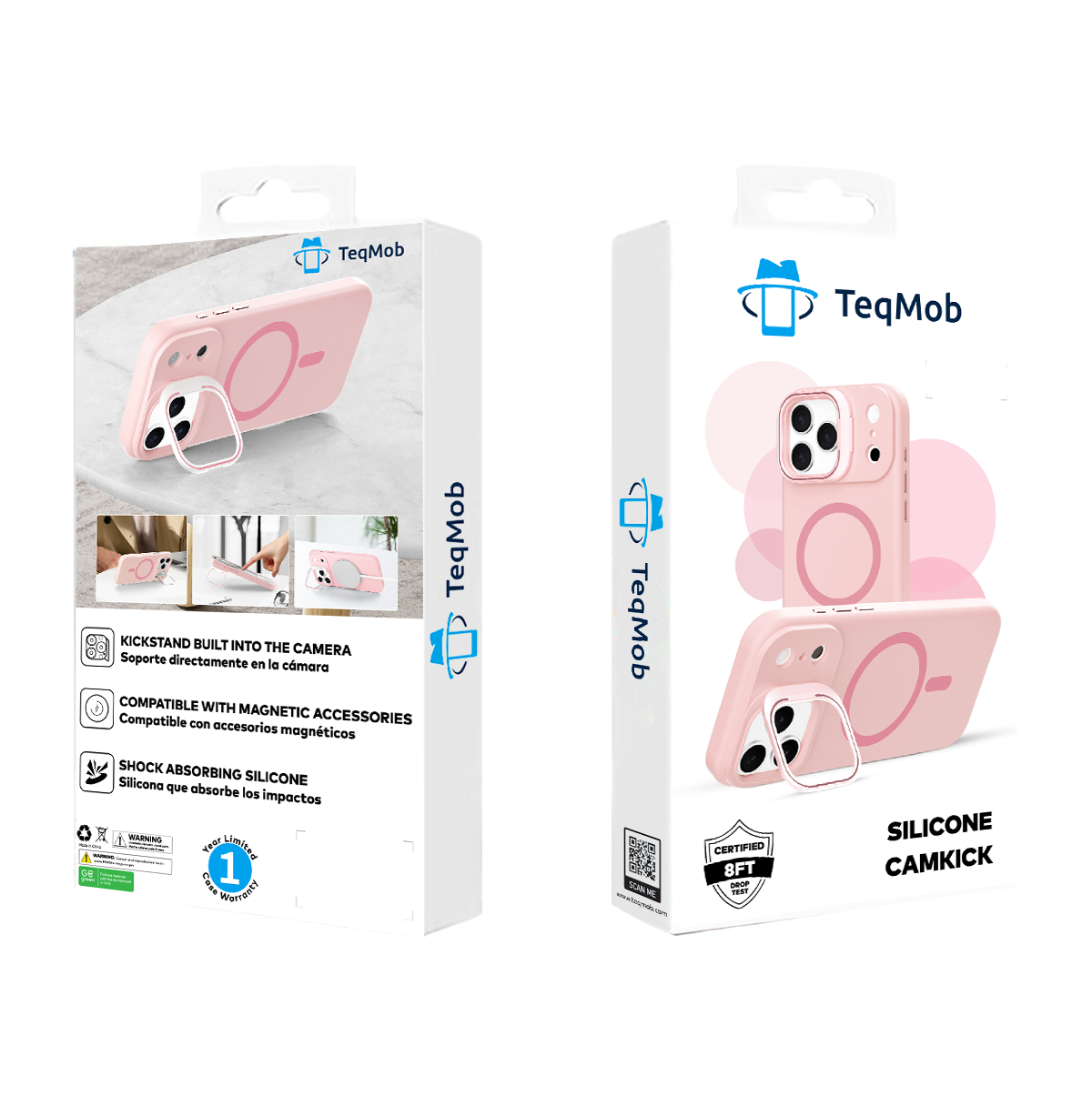 Pink Silicone Camera Kickstand with Magnetic Compatibility for iPhone 17 6.1
