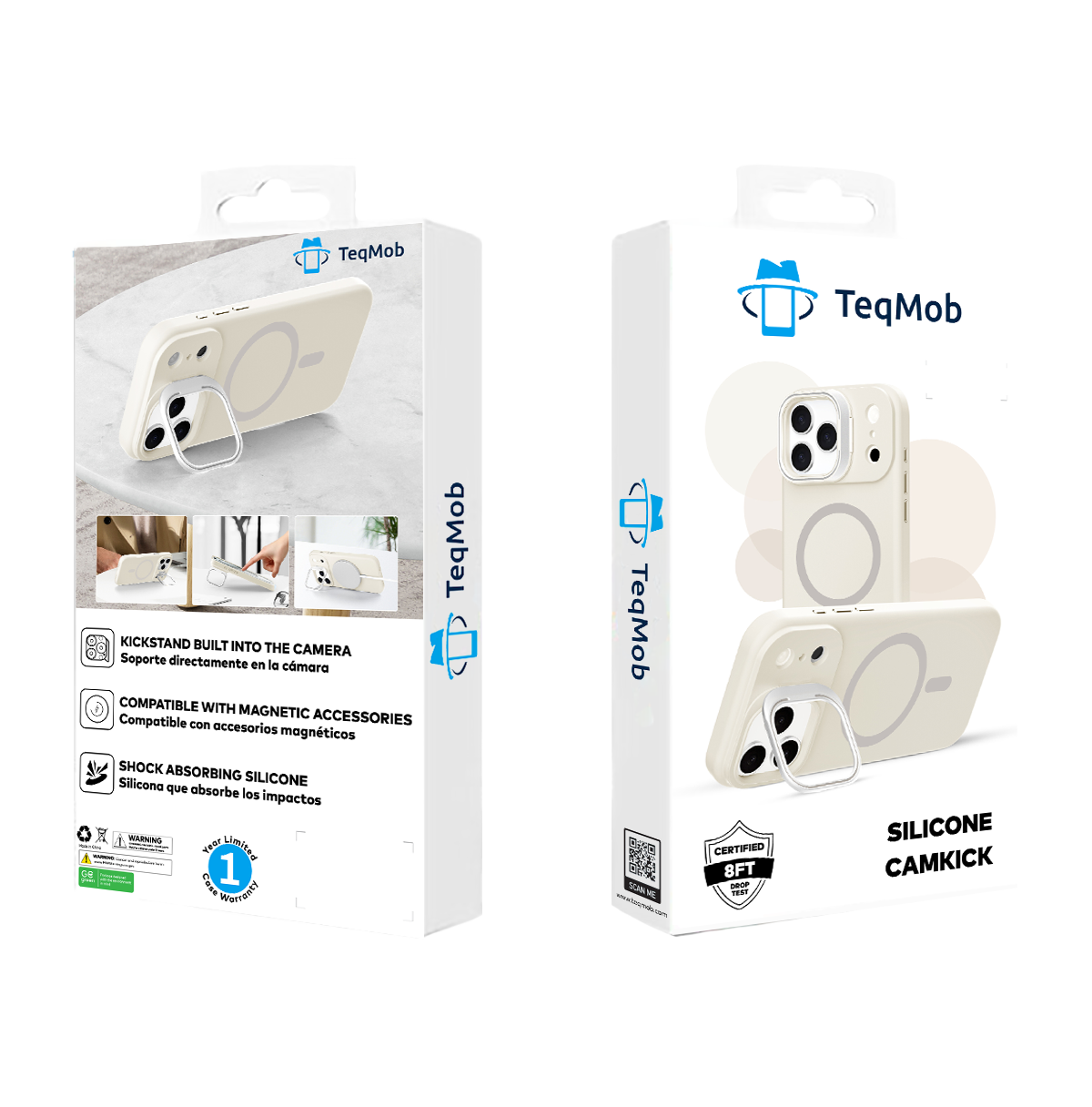 Off-White Silicone Camera Kickstand with Magnetic Compatibility for iPhone 17 Pro