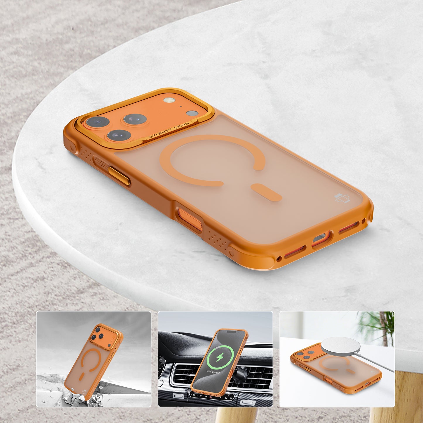 Orange Smoked Bumper with Magnetic Compatibility for iPhone 17 Pro Max