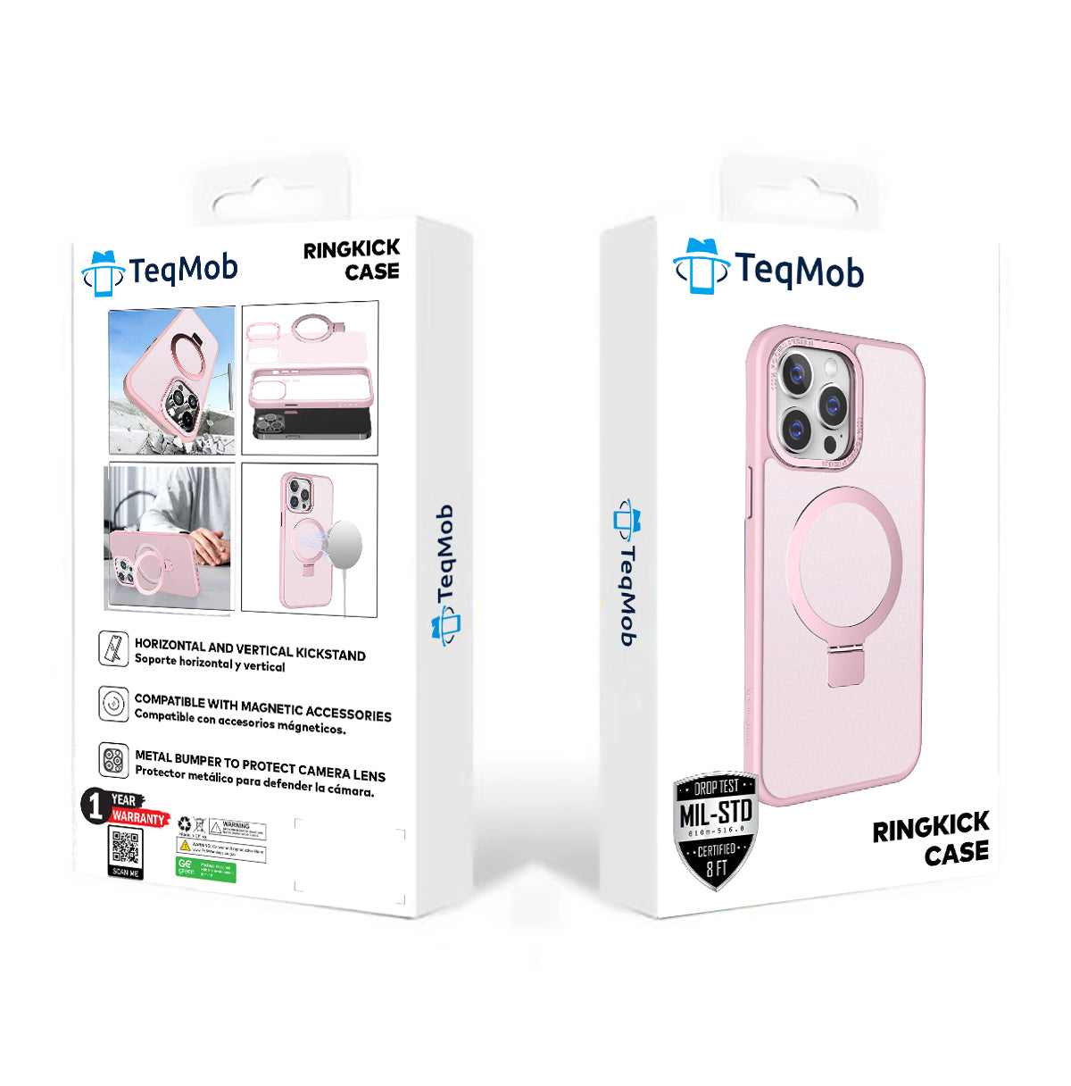 Pink Ringkick Frosted Case for iPhone 15 Pro Max