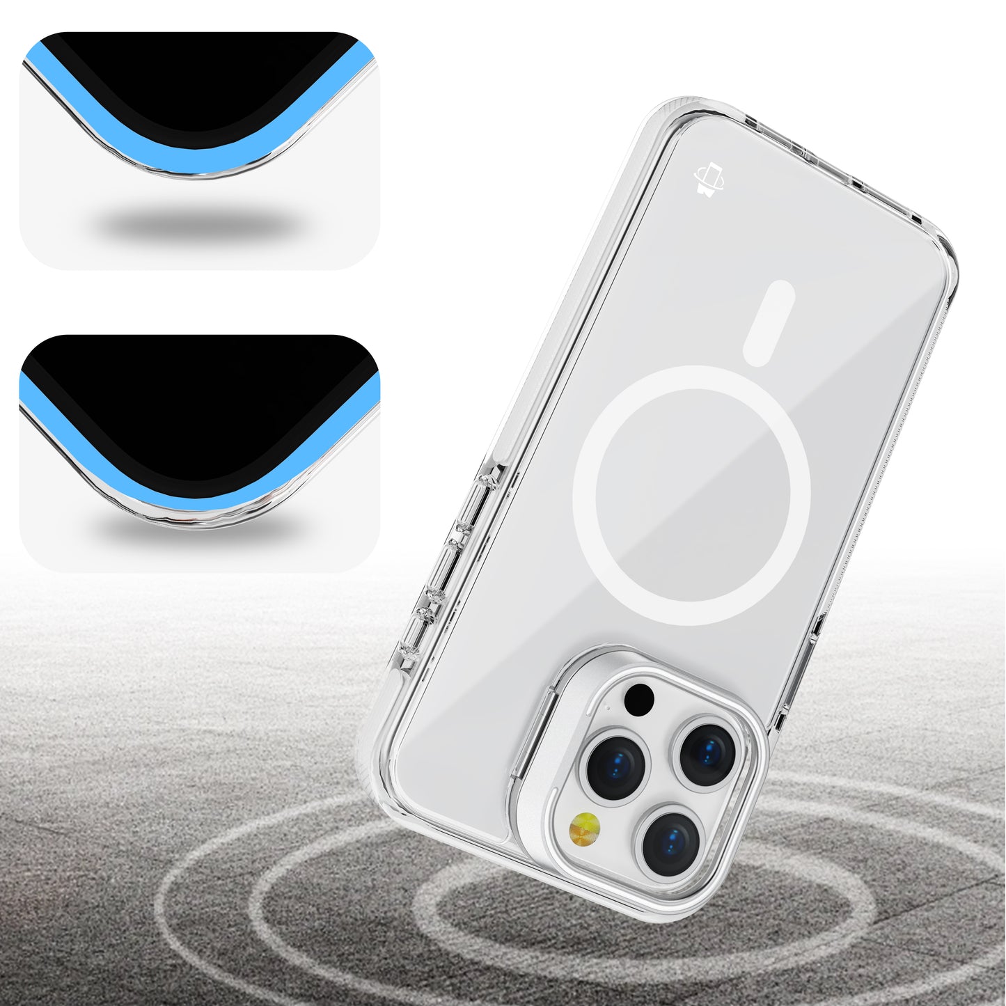 White Camera Kickstand Case with Magnetic Compatibility for iPhone 13 Pro Max