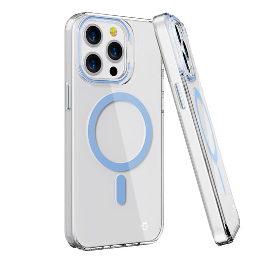 Light Blue Pure Clear Magnetic Case in Package for iPhone 16