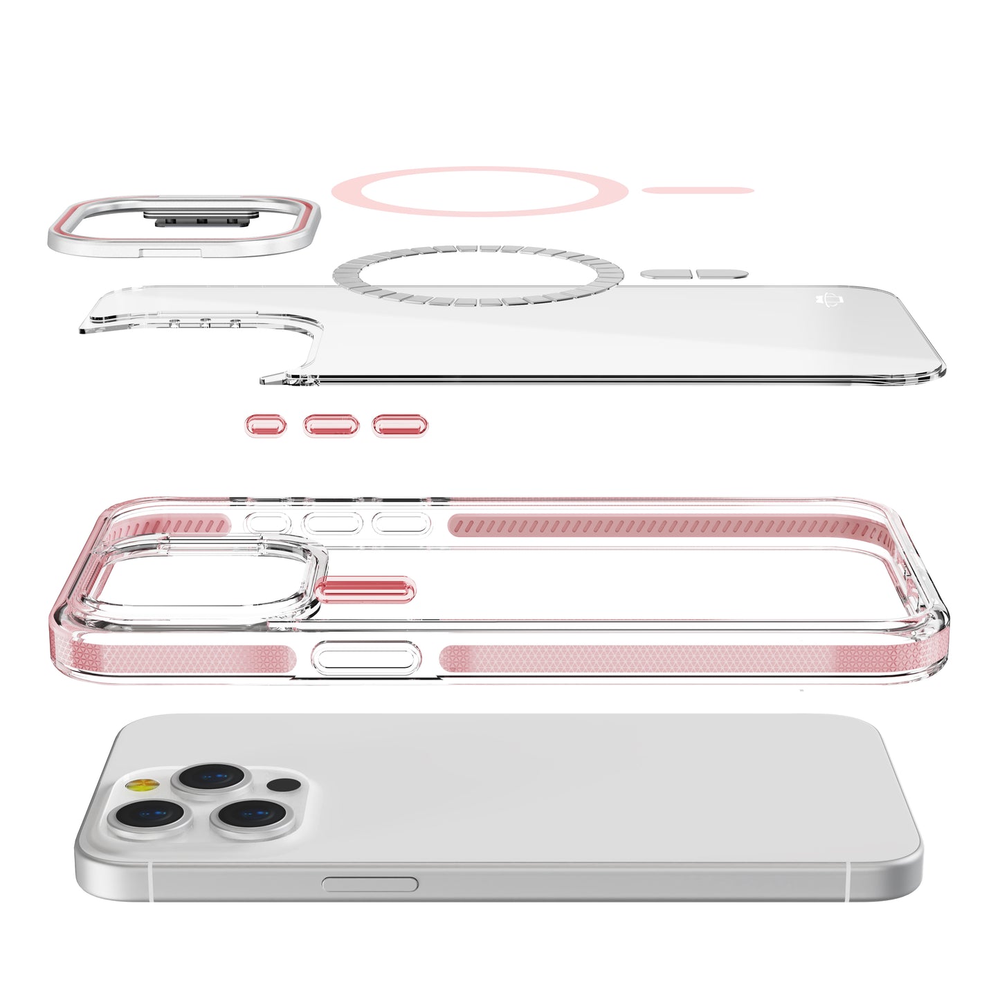 Pink Camera Kickstand Case with Magnetic Compatibility for iPhone 14 Pro