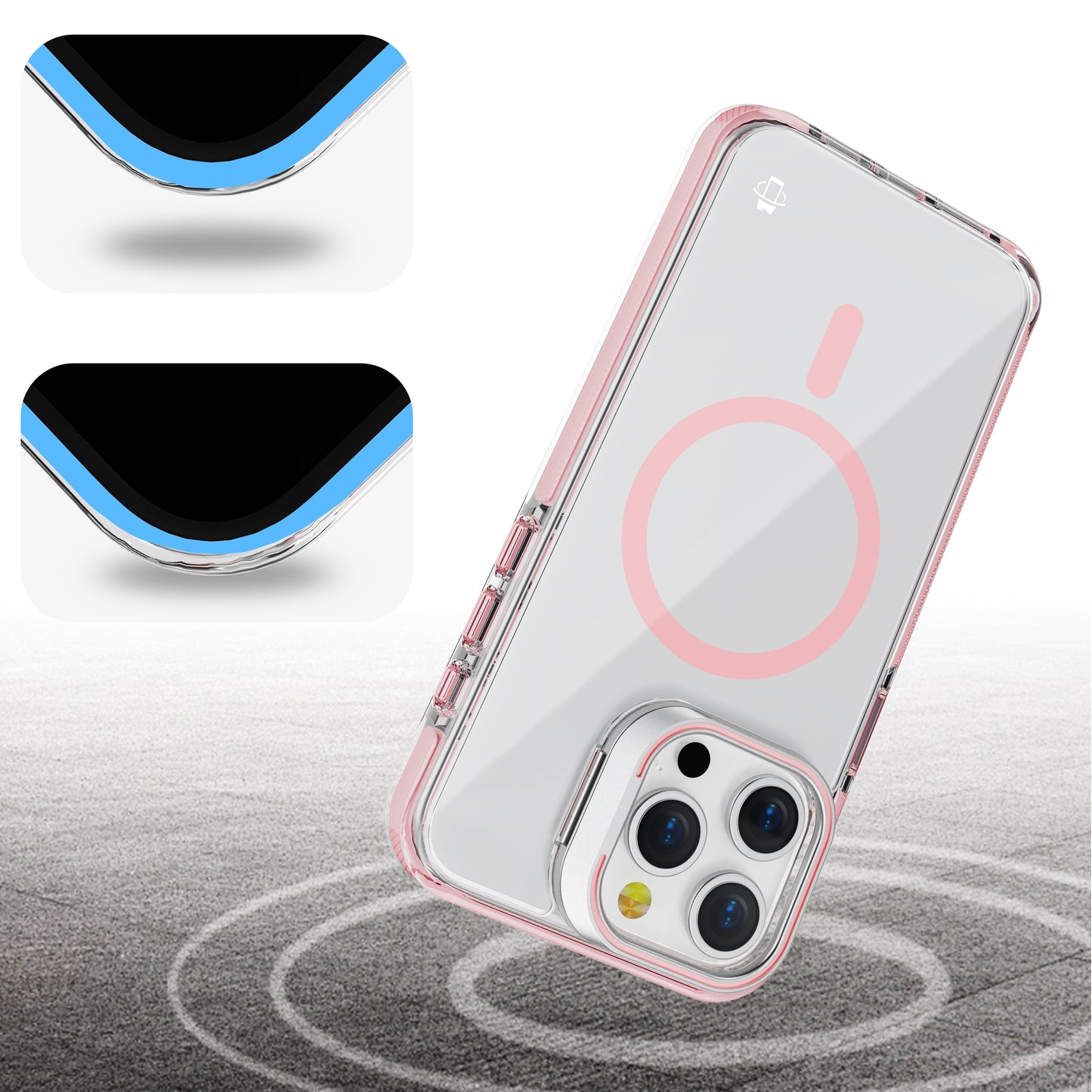 Pink Camera Kickstand Case with Magnetic Compatibility for iPhone 15 Pro Max